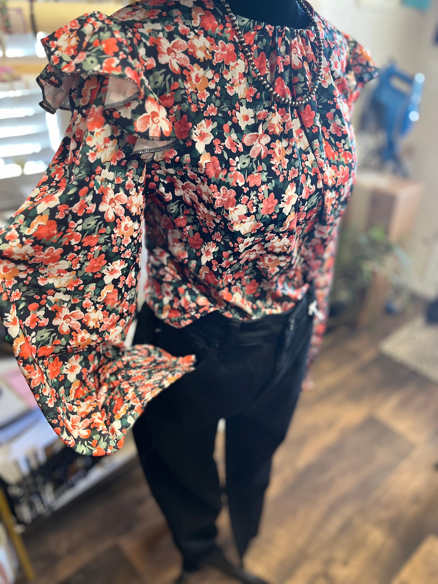 Ruffled Floral Blouse