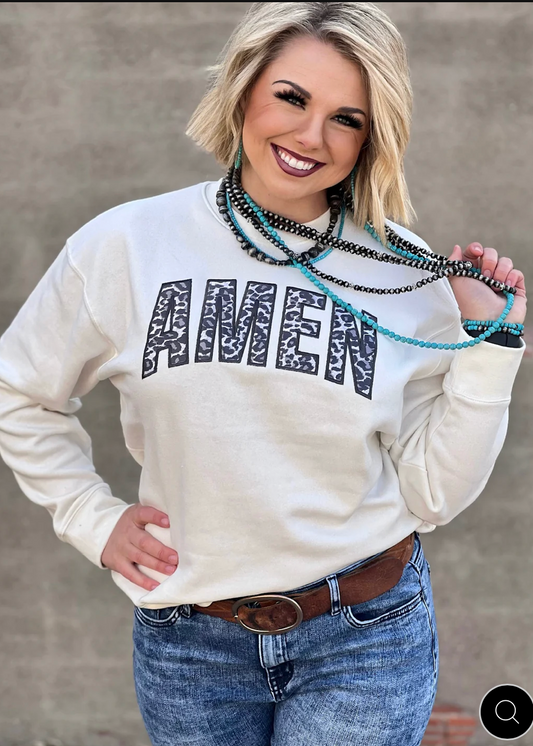 Ivory Amen Leopard Sweatshirt