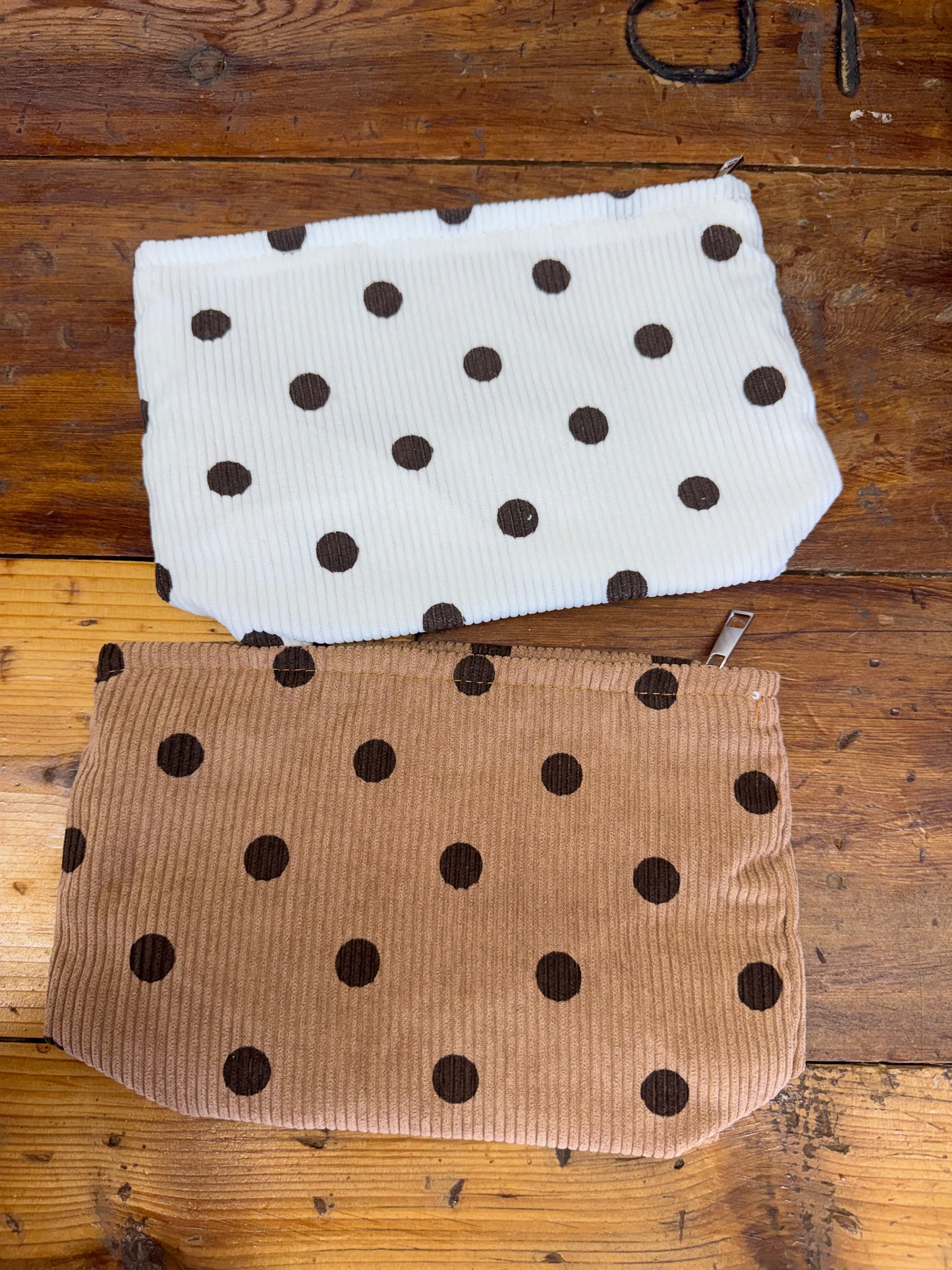 Corduroy Polka Dot Makeup Bag