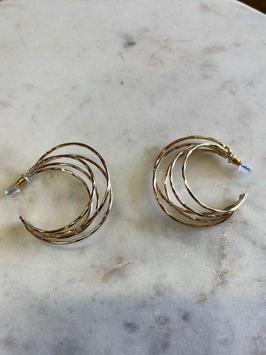 Triple Hoop Gold Earrings