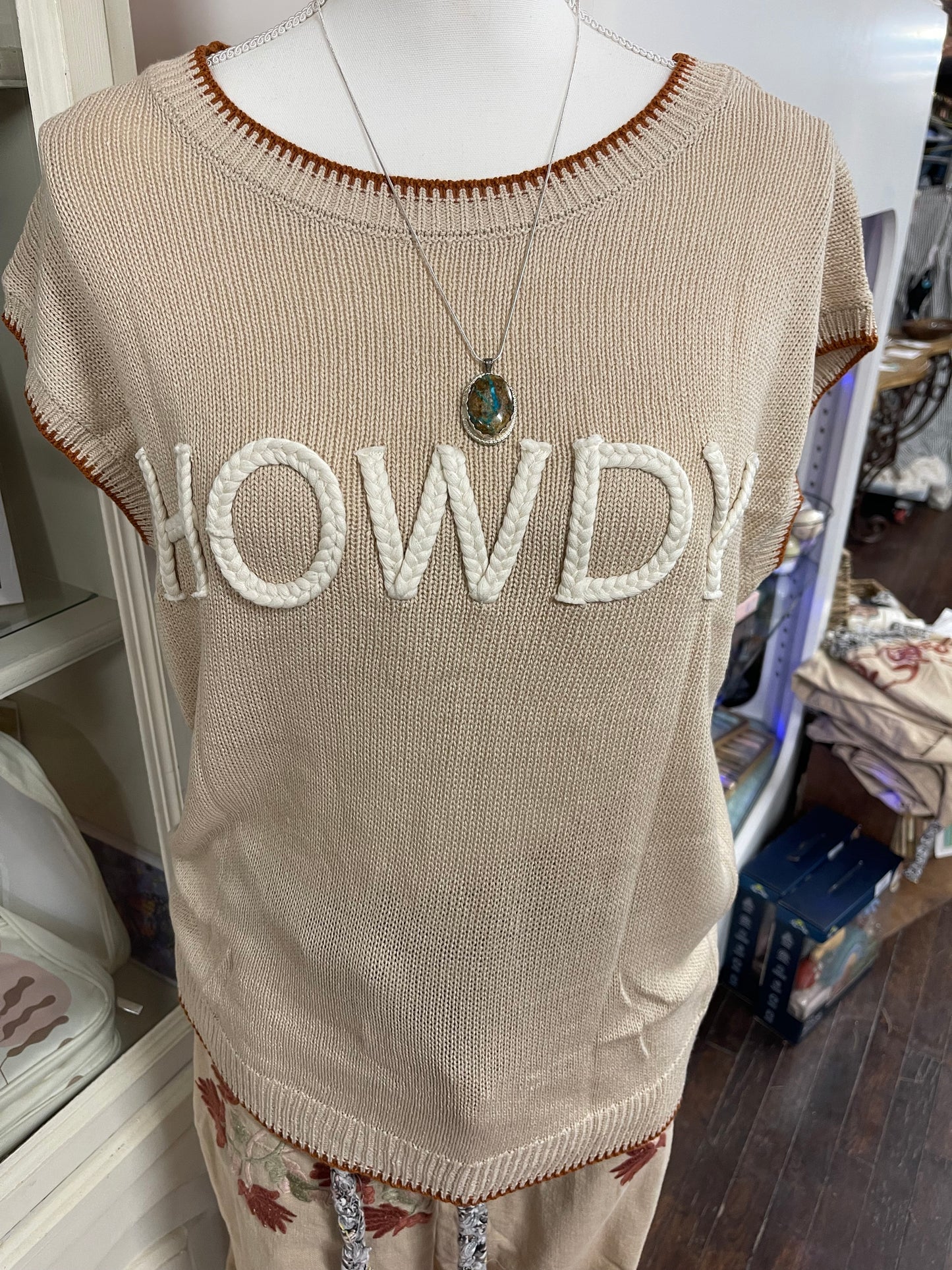 Howdy Embroidered Knit Top