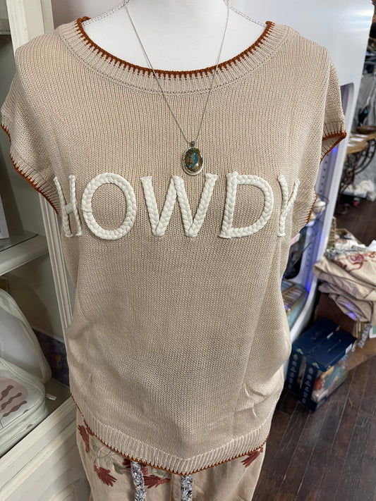 Howdy Embroidered Knit Top