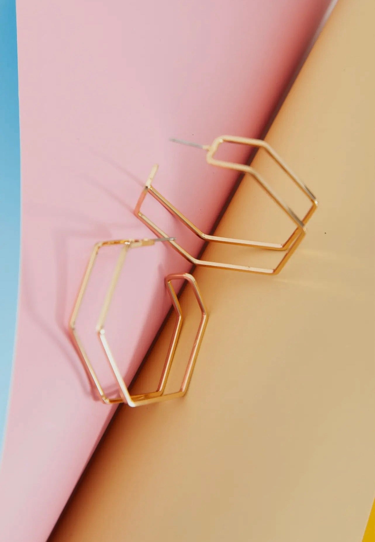 Gold Hexagon Earrings