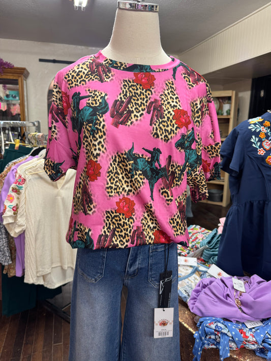 Leopard Buckin’ Bronc Top