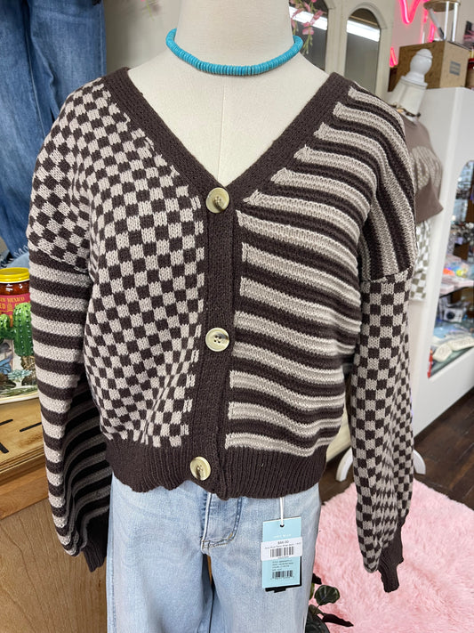 Dual Pattern Knit Cardigan