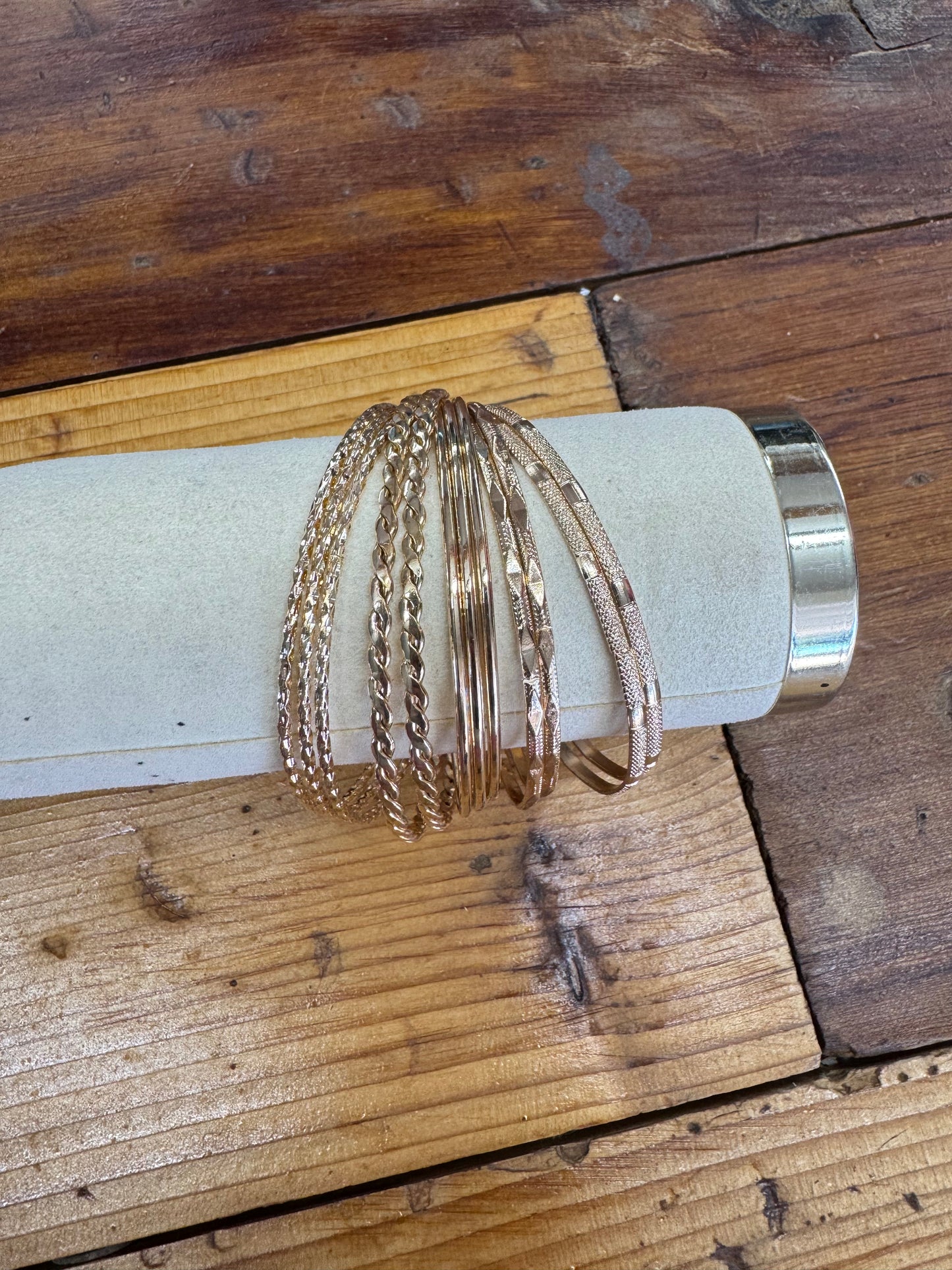 Gold Multi Pattern Bangle Set