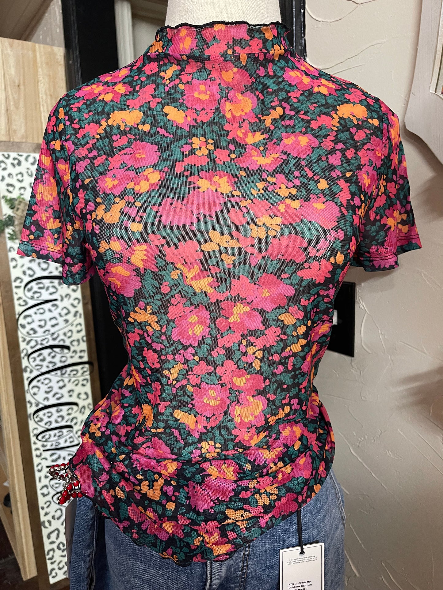 Retro Floral Mesh Top * 2 options