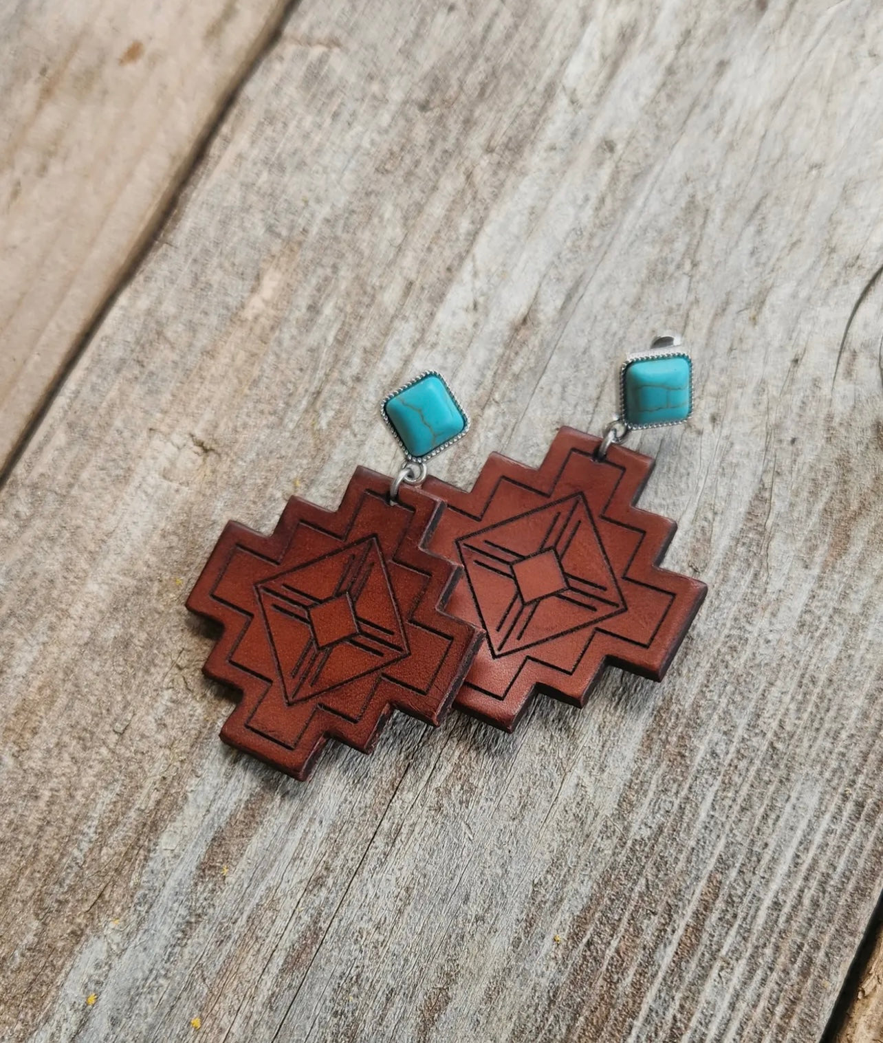 Zia Tooled Aztec Earrings
