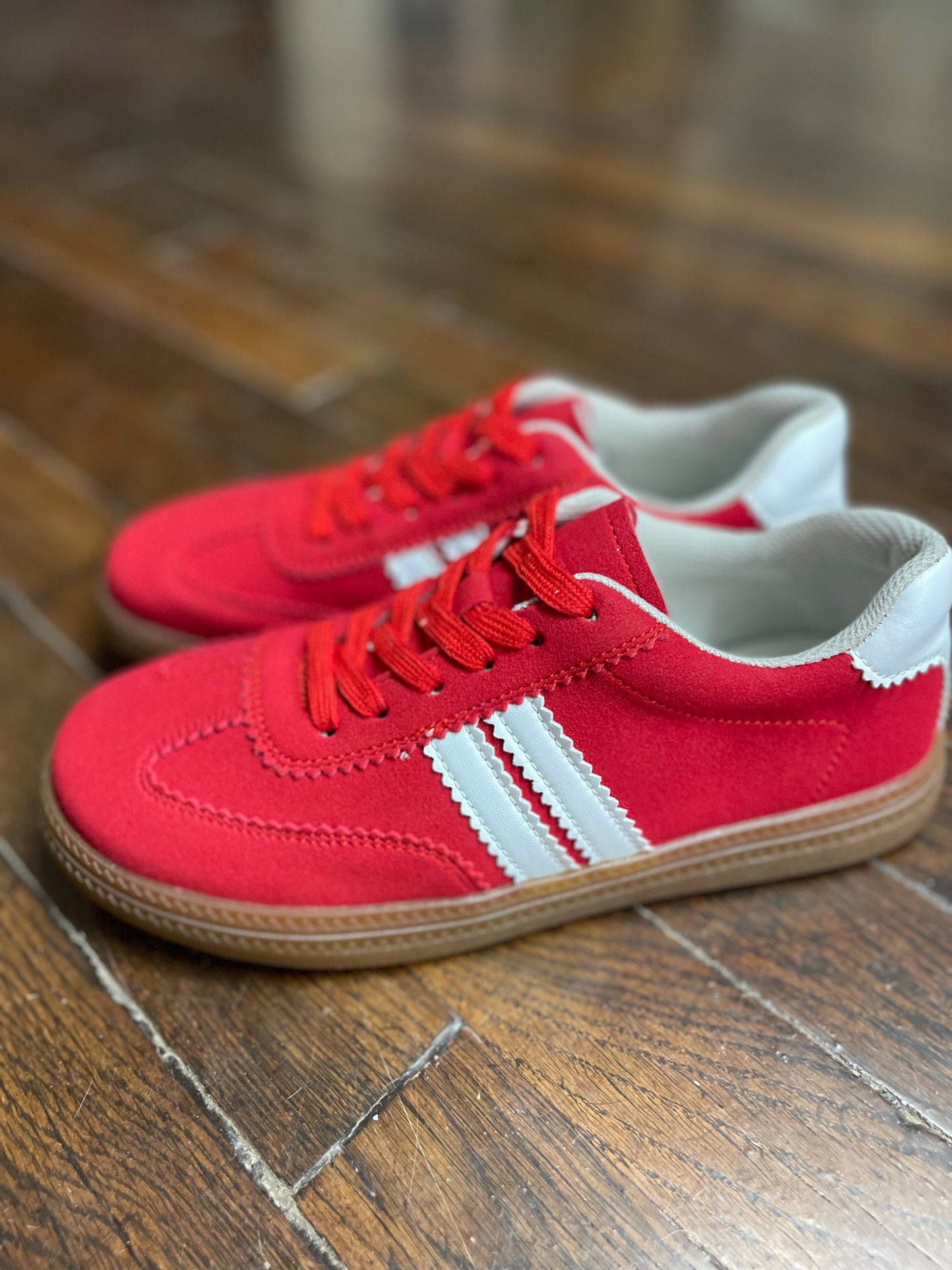 Red Vintage Striped Sneakers