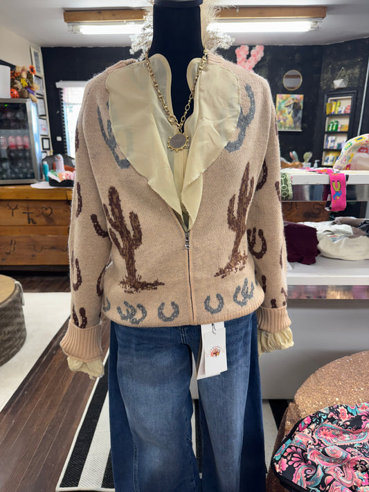 Western Zip Up Sweater