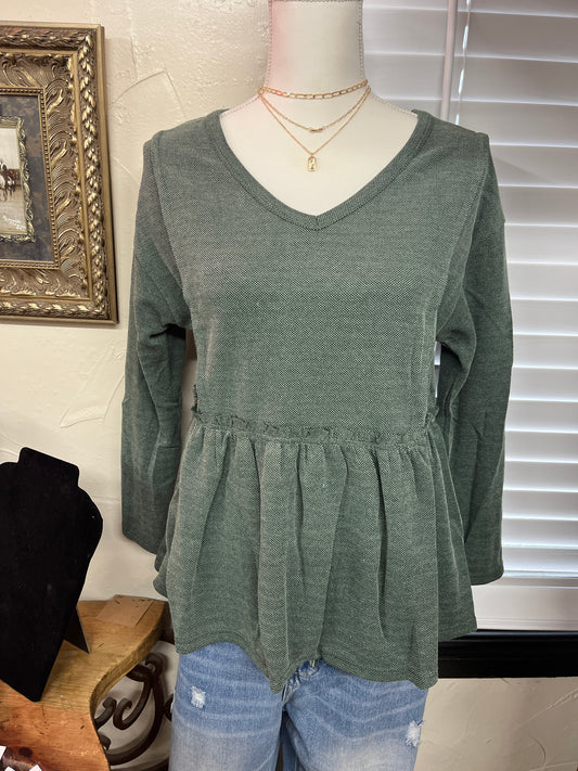 Green Peplum Blouse