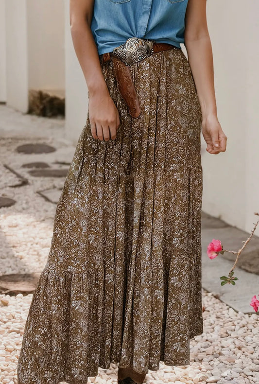 Western Floral Maxi Skirt