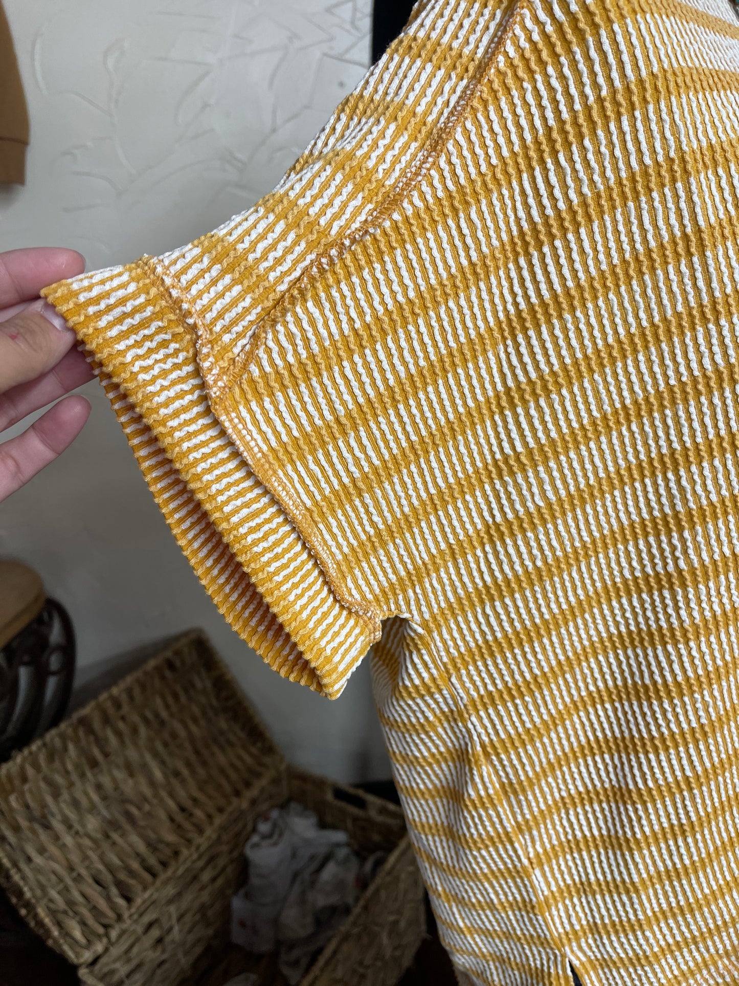 Mustard Ribbed Striped Top