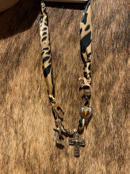Leopard Charm Scarf Necklace