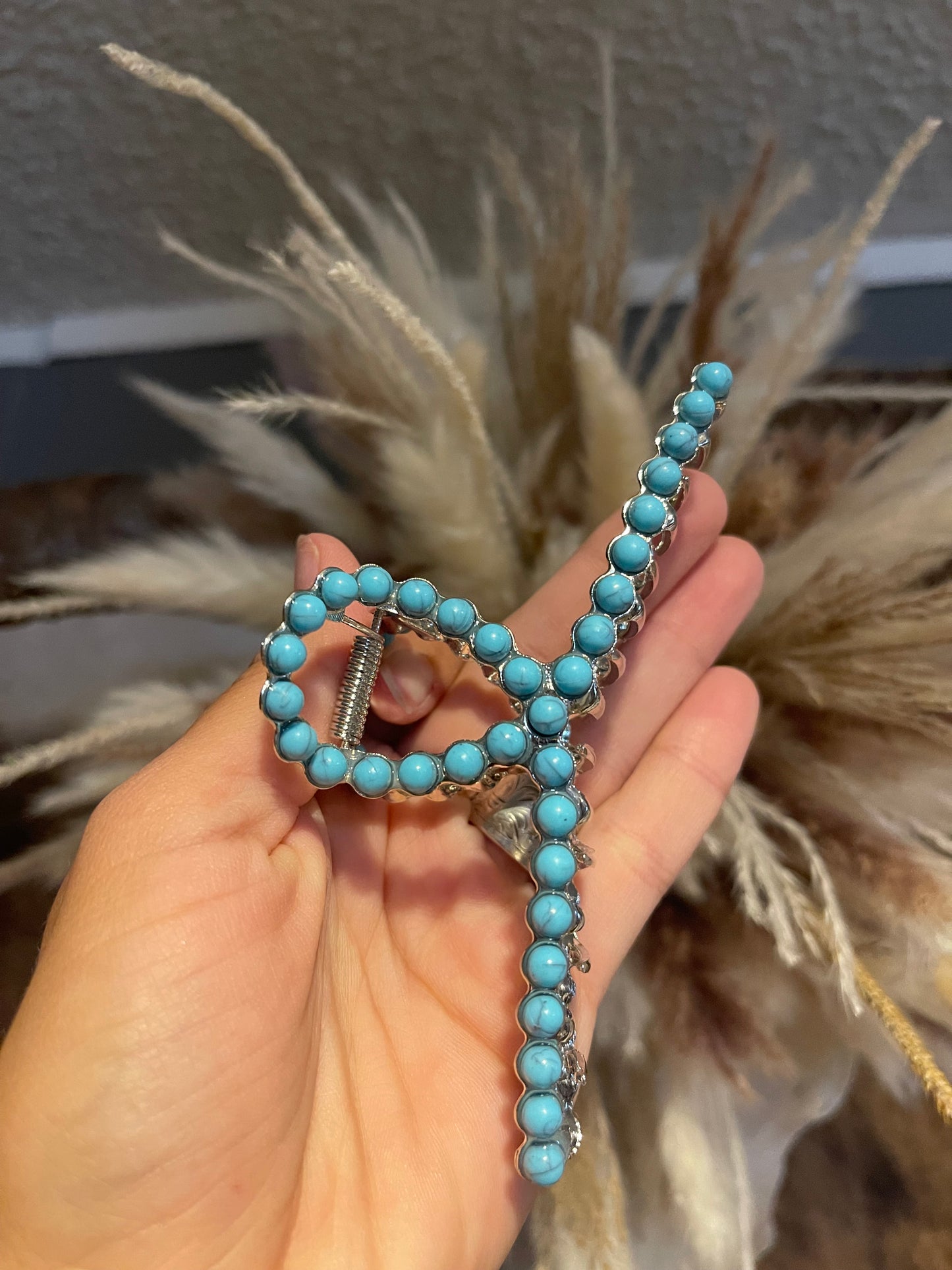 Turquoise Beaded Claw Clips