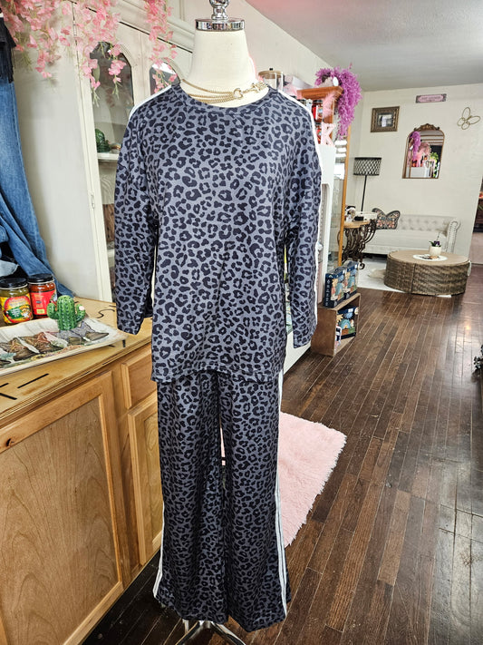 Pinstripe Leopard Lounge Set