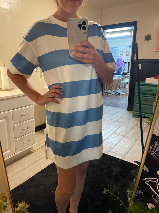 Blue Stripe Tee Dress