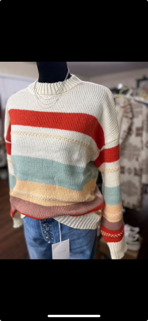 Multi-Colored Striped Sweater