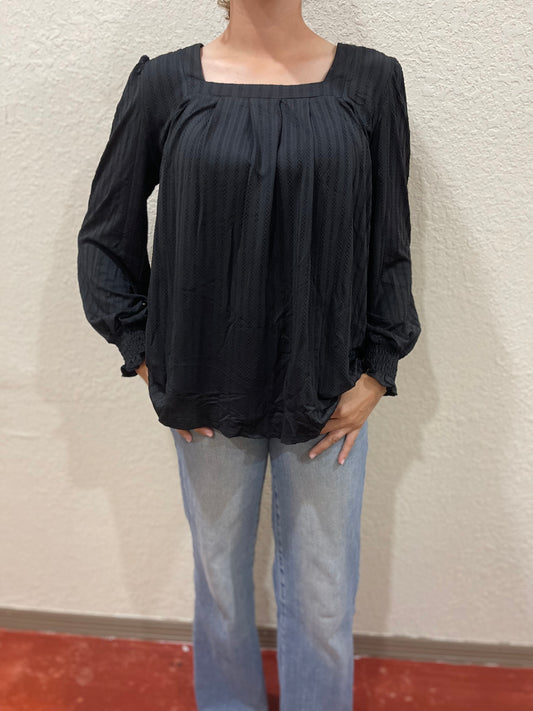 Black Square Neck Blouse